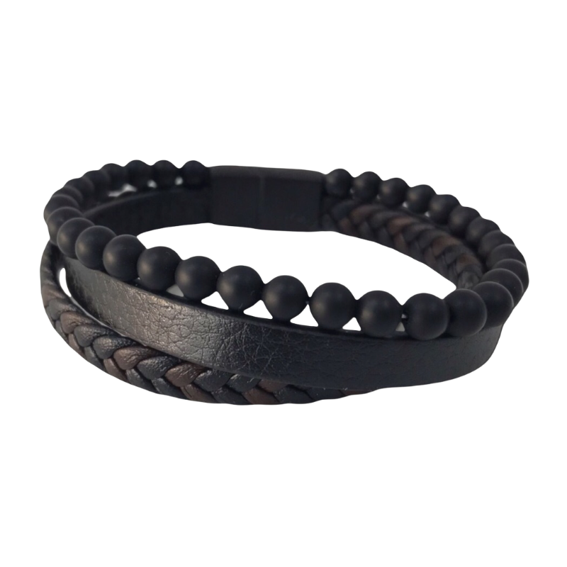 LEATHER BRACELET MEN SLIDE